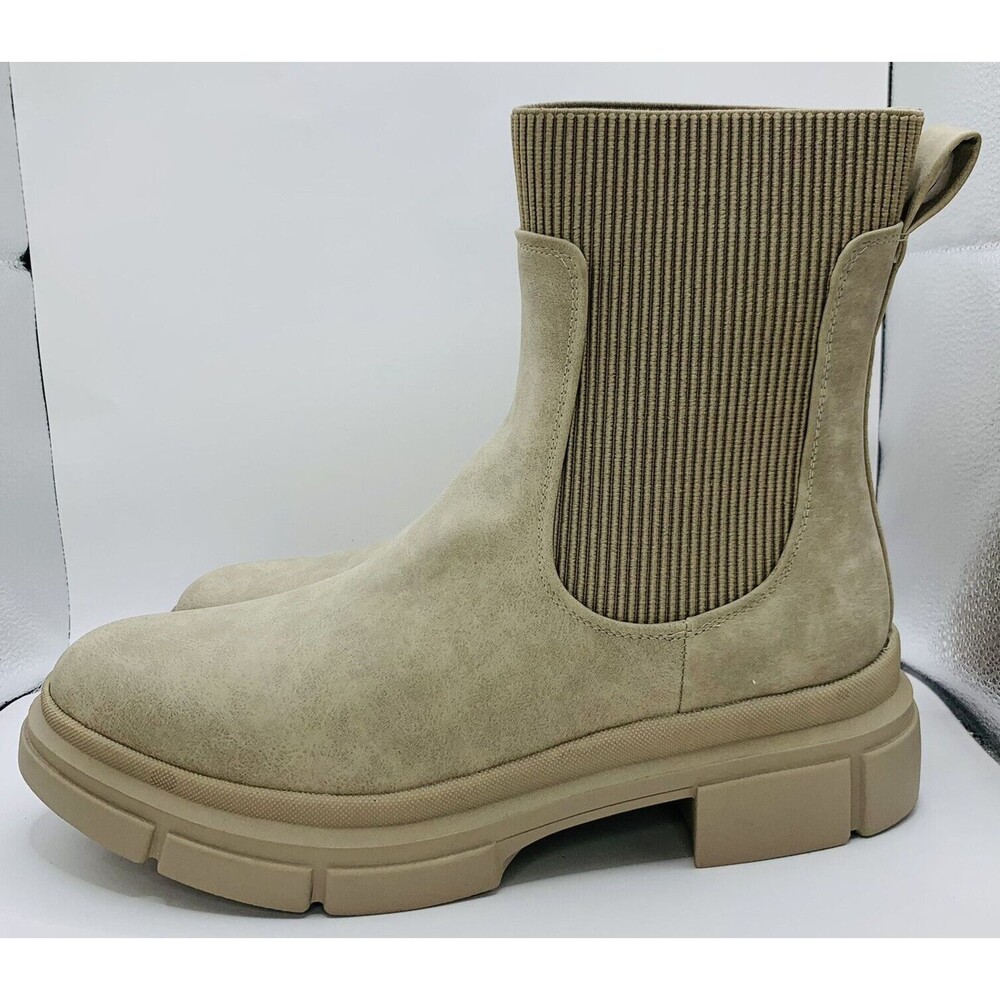 Xappeal Boots Womens 10 Harmony Tan Chelsea Beige Lug Sole Stretch Ankle Boot
